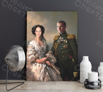 Фотокартина-монтаж на холсте 60х80см «Дама с офицером» — фото