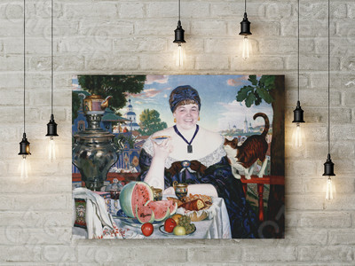 Фотокартина-монтаж на холсте 60х50см «Дама за чаем» — фото