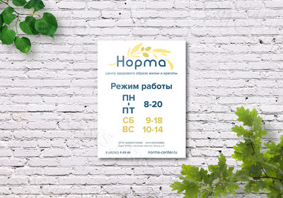 Табличка-режимник А3 для медицинского центра ЗОЖ «Норма» — фото
