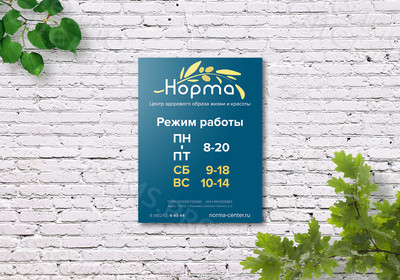Табличка-режимник А3 для медицинского центра ЗОЖ «Норма» — фото