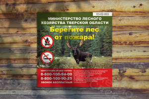Наклейка-плакат на щит 1х1м «Берегите лес от пожара!» — фото 1