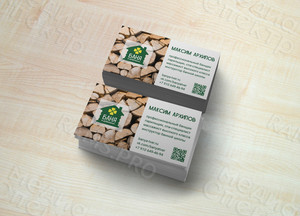 Визитки на бумаге с тиснением под дерево «Баня в Дубровках» — фото 3