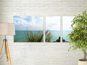 Модульные картины на холсте 3шт. «Камыш и море» — фото 3