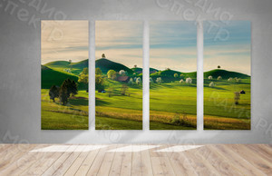Модульные картина на холсте 4 шт. 52х112см «Зеленые горы» — фото 2