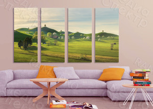 Модульные картина на холсте 4 шт. 52х112см «Зеленые горы» — фото 1