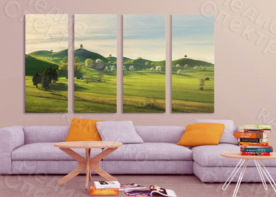 Модульные картина на холсте 4 шт. 52х112см «Зеленые горы» — фото