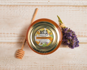 Наклейки-этикетки круг «МЁД ПРЕДГОРЬЯ АЛТАЯ» — фото 1