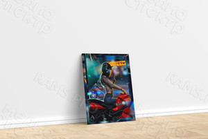 Фотокартина в стиле поп-арт на холсте 60х80см «Девушка на мотоцикле» — фото 3