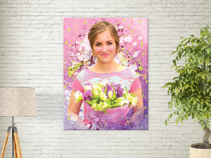 Фотокартина в стиле дрим-арт на холсте 30х40см «Милая девушка с цветами» — фото 1