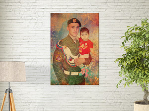 Фотокартина в стиле арт-гранж на холсте 40х60см «Отец и дочь» — фото 1