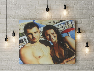 Фотокартина в стиле дрим-арт на холсте 70х50см «Влюбленные на отдыхе» — фото