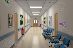 Наклейки-стрелки для навигации медработников и пациентов внутри помещений больницы — фото 3