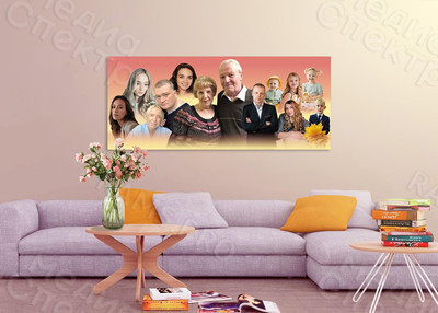 Картина-фотоколлаж 120х50см – подарок на золотую свадьбу — фото