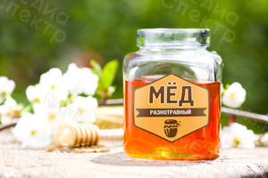 Фигурные наклейки-этикетки на упаковки «Мёд от Сан Саныча» — фото 1