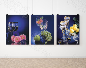 Модульные картины на холстах 3шт 30х40см «Бокалы» — фото 2