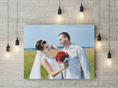 Фотокартина на холсте 110х80см «Свадьба в поле» — фото