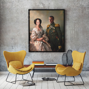 Фотокартина-монтаж на холсте 60х80см «Дама с офицером» — фото 1