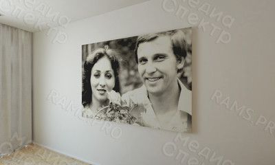 Фотокартина на холсте 60х40см «Портрет вдвоем», ретушь ЧБ фото — фото