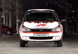 Наклейки на кузов авто/брендирование автомобилей: Лада-калина «Транссервис-спорт» — фото 2