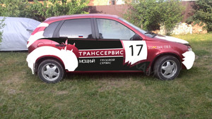 Наклейки на кузов авто/брендирование автомобилей: Лада-калина «Транссервис-спорт» — фото 3