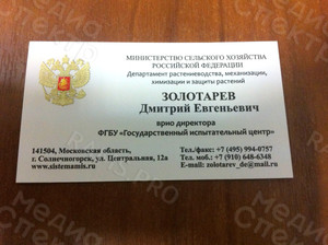 Визитка 90х50см стандартная односторонняя на картоне «Золотарев» — фото 2