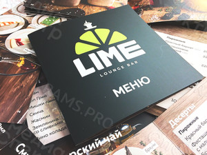 Меню-брошюра 20x20см на скобах для бара «LIME» 2021 год — фото 6