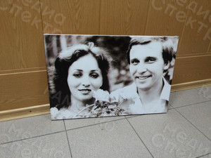 Фотокартина на холсте 60х40см «Портрет вдвоем», ретушь ЧБ фото — фото 1