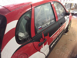 Наклейки на кузов авто/брендирование автомобилей: Лада-калина «Транссервис-спорт» — фото 1