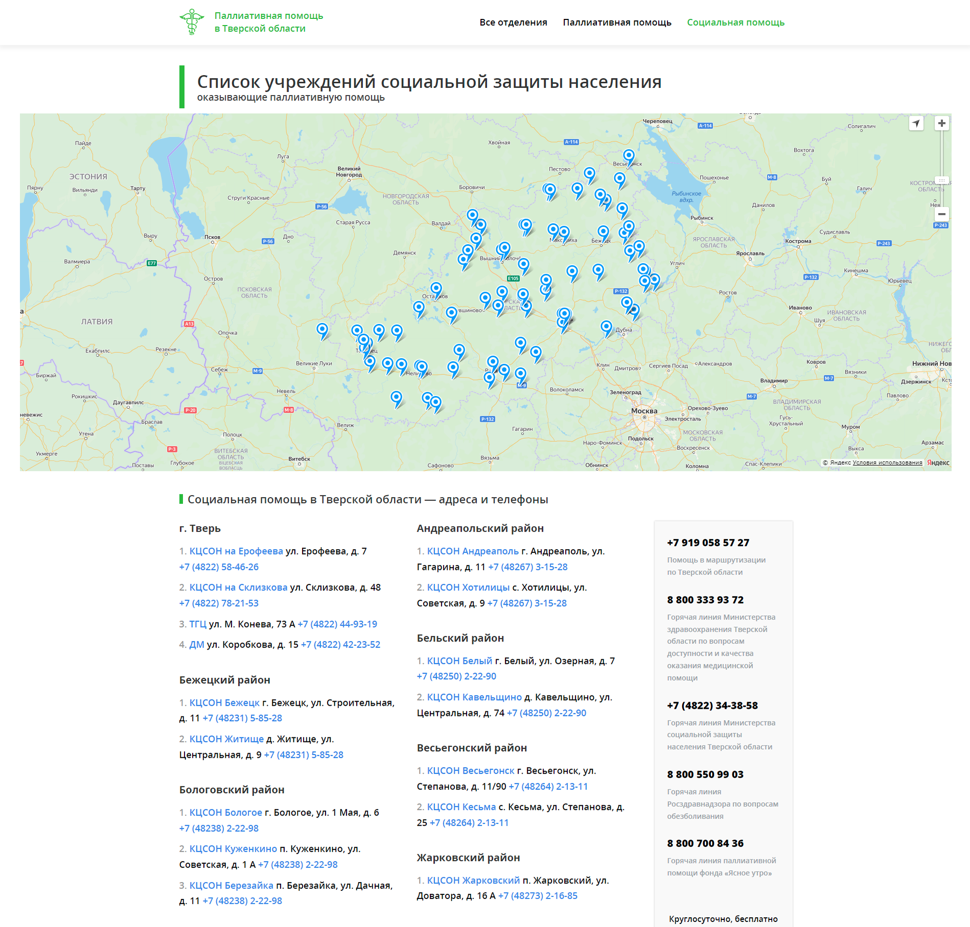 Список учреждений социальной защиты населения