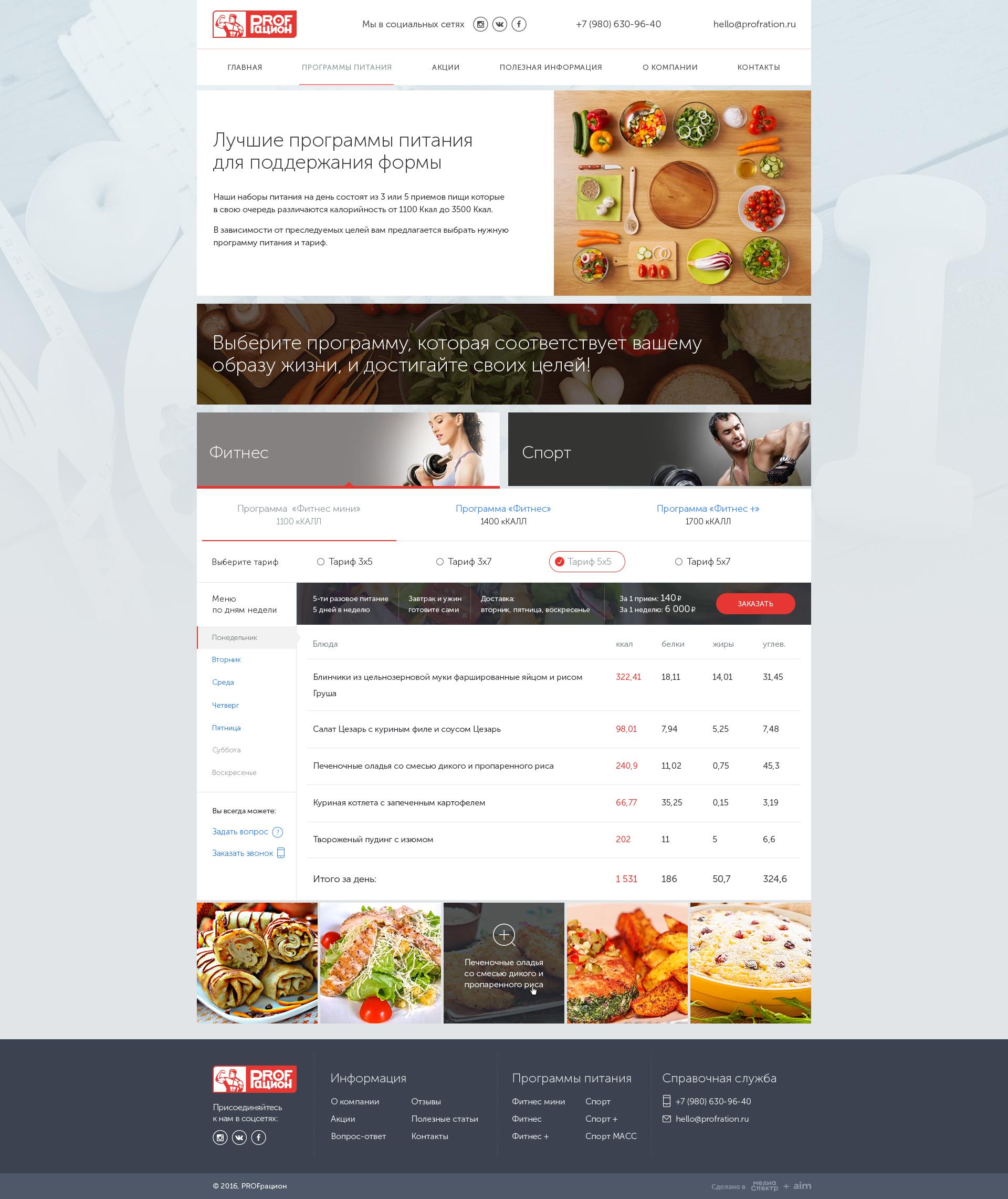 Программы питания и их описание